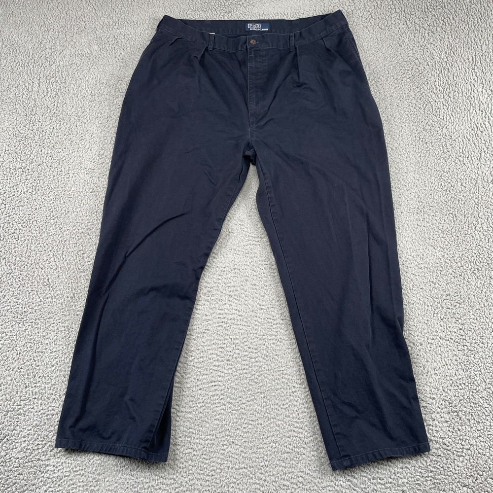 Polo Ralph Lauren Pants Mens 40x30 Navy Andrew Pant Chino Pleated Cotton Casual